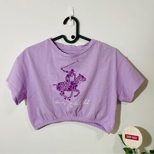 Beverly Hills Polo Club Cropped Top Shirt Beverly Hills Polo Club Lavender Tee